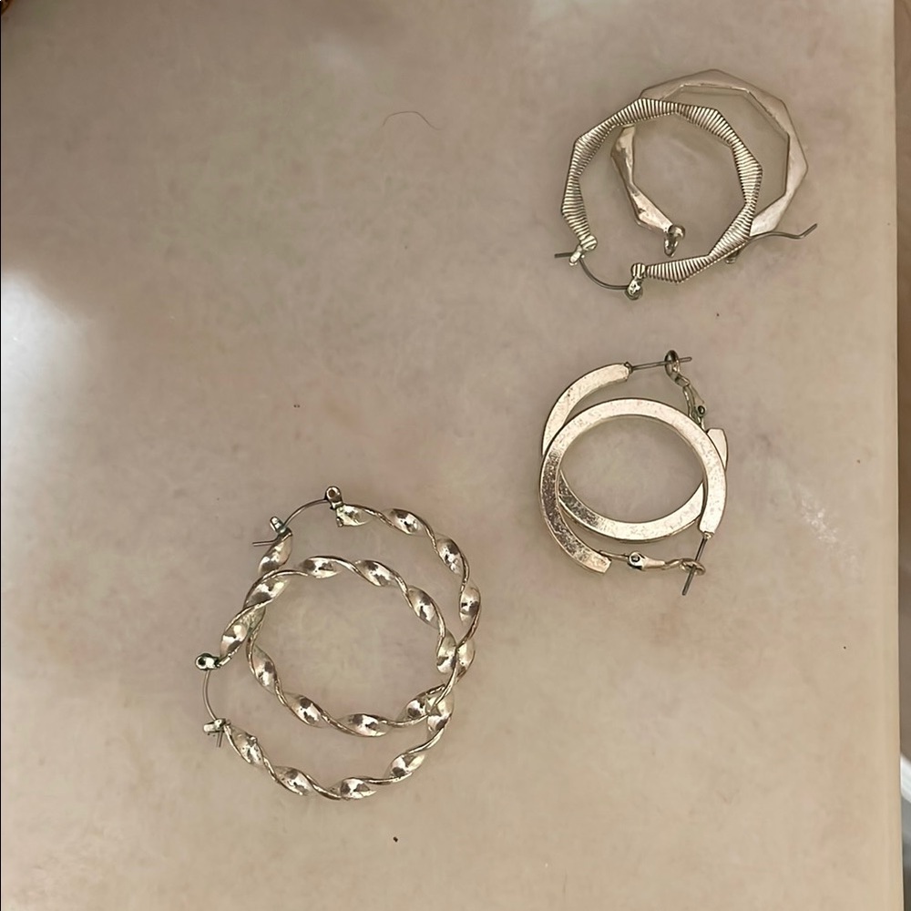 Elegant Silver Hoop Earrings Set